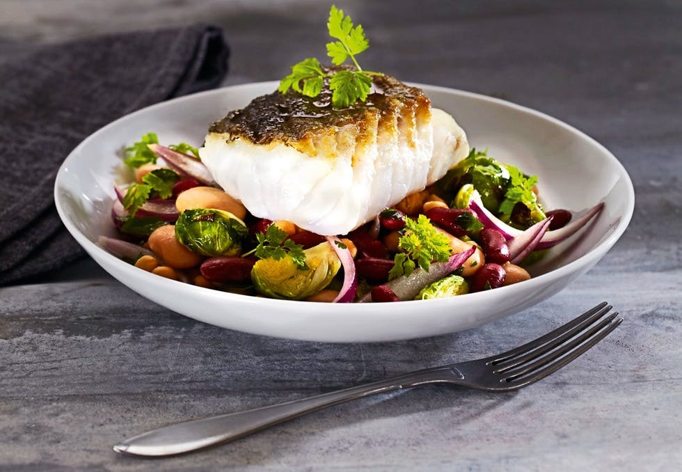 Grillet skrei med bønnesalat